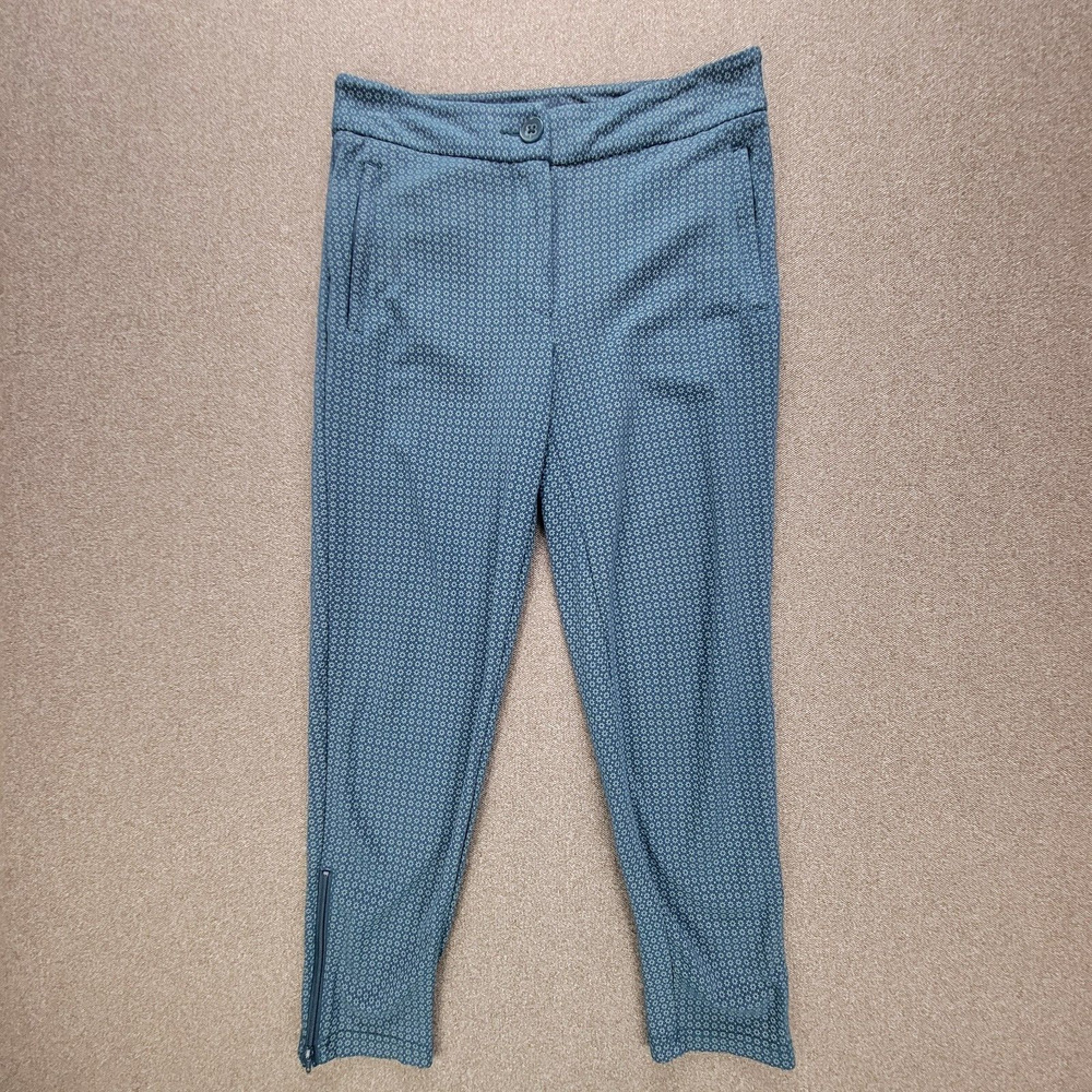 Betabrand Pants Womens S Petite Teal Print Yoga Dress Zip Ankle